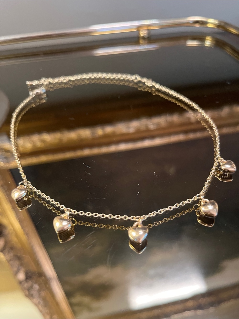 Gold Multiple Heart Choker Necklace